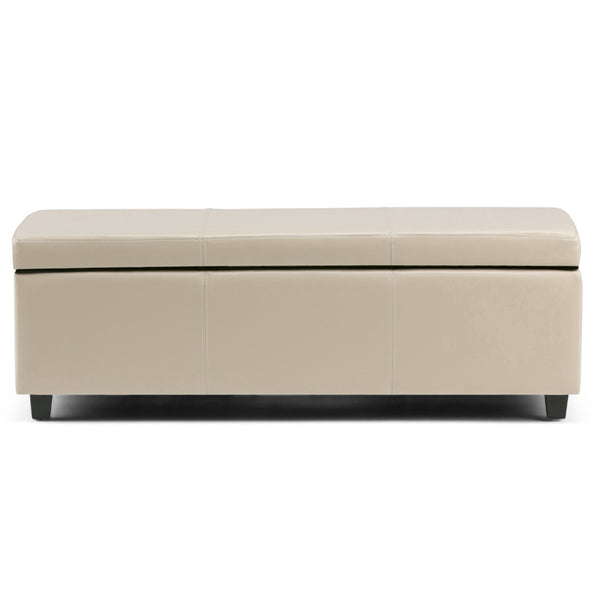 HomeRoots 48" Elegant Dark Brown & Cream Upholstery Storage Ottoman – Stylish Multi-Functional Seating Solution 640171