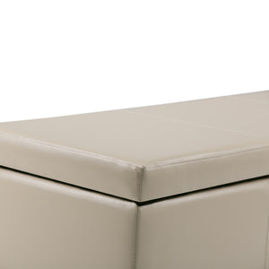 HomeRoots 48" Elegant Dark Brown & Cream Upholstery Storage Ottoman – Stylish Multi-Functional Seating Solution 640171