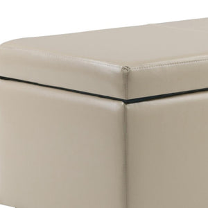 HomeRoots 48" Elegant Dark Brown & Cream Upholstery Storage Ottoman – Stylish Multi-Functional Seating Solution 640171