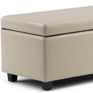 HomeRoots 48" Elegant Dark Brown & Cream Upholstery Storage Ottoman – Stylish Multi-Functional Seating Solution 640171