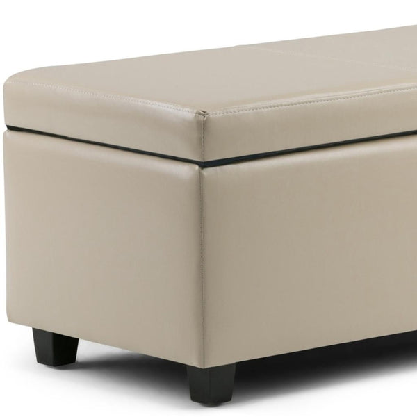 HomeRoots 48" Elegant Dark Brown & Cream Upholstery Storage Ottoman – Stylish Multi-Functional Seating Solution 640171