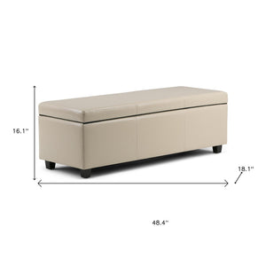 HomeRoots 48" Elegant Dark Brown & Cream Upholstery Storage Ottoman – Stylish Multi-Functional Seating Solution 640171