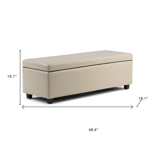 HomeRoots 48" Elegant Dark Brown & Cream Upholstery Storage Ottoman – Stylish Multi-Functional Seating Solution 640171