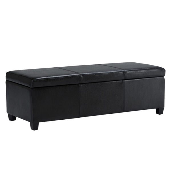 HomeRoots 48" Stylish Dark Brown & Black Upholstery Storage Ottoman - Versatile Seating, Footrest & Table 640172