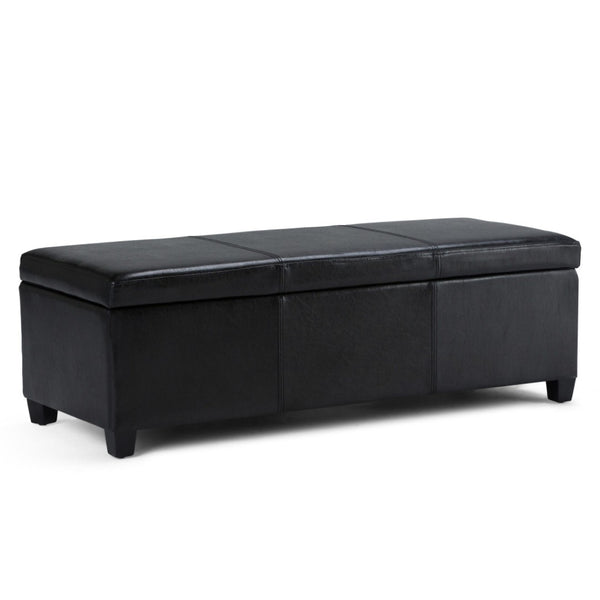 HomeRoots 48" Stylish Dark Brown & Black Upholstery Storage Ottoman - Versatile Seating, Footrest & Table 640172