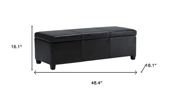 HomeRoots 48" Stylish Dark Brown & Black Upholstery Storage Ottoman - Versatile Seating, Footrest & Table 640172