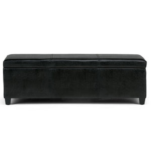 HomeRoots 48" Stylish Dark Brown & Black Upholstery Storage Ottoman - Versatile Seating, Footrest & Table 640172