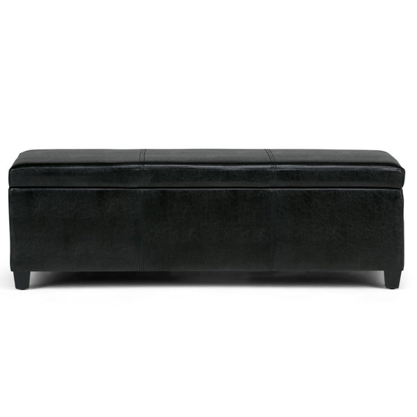 HomeRoots 48" Stylish Dark Brown & Black Upholstery Storage Ottoman - Versatile Seating, Footrest & Table 640172