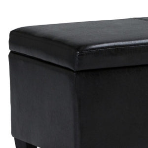 HomeRoots 48" Stylish Dark Brown & Black Upholstery Storage Ottoman - Versatile Seating, Footrest & Table 640172