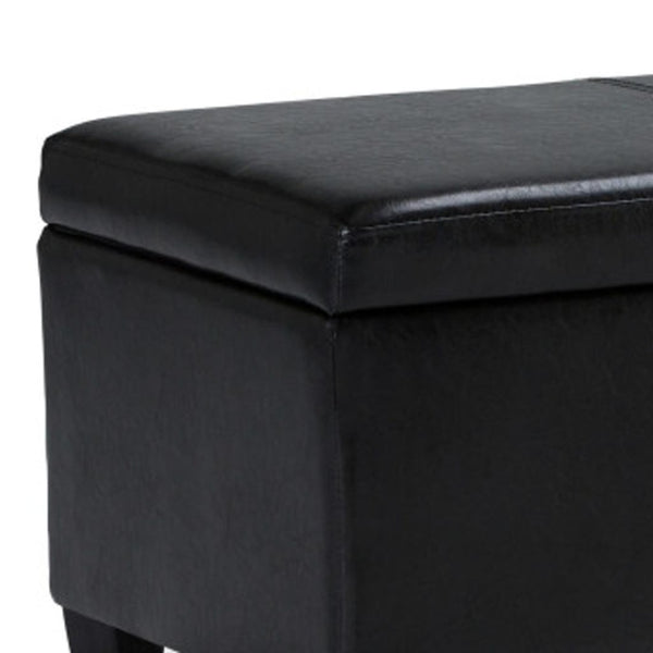 HomeRoots 48" Stylish Dark Brown & Black Upholstery Storage Ottoman - Versatile Seating, Footrest & Table 640172