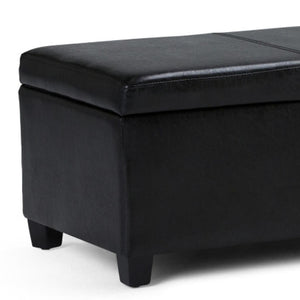 HomeRoots 48" Stylish Dark Brown & Black Upholstery Storage Ottoman - Versatile Seating, Footrest & Table 640172
