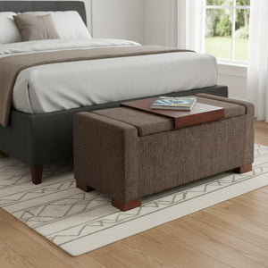 HomeRoots 43" Brown Upholstered Storage Ottoman - Stylish Multi-Functional Footrest & Discreet Storage Solution 640173