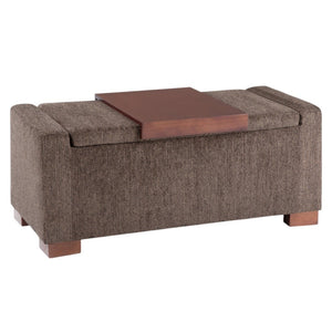 HomeRoots 43" Brown Upholstered Storage Ottoman - Stylish Multi-Functional Footrest & Discreet Storage Solution 640173