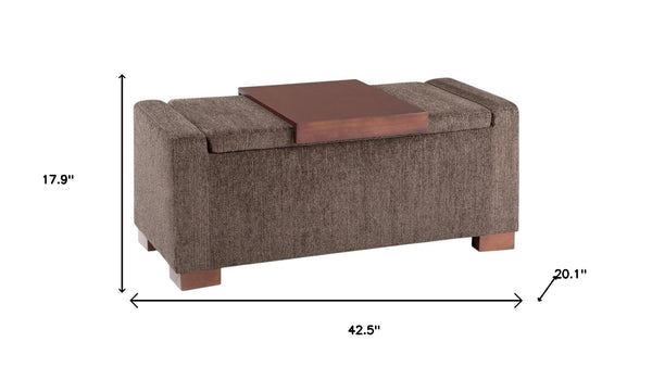 HomeRoots 43" Brown Upholstered Storage Ottoman - Stylish Multi-Functional Footrest & Discreet Storage Solution 640173