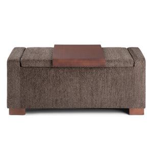 HomeRoots 43" Brown Upholstered Storage Ottoman - Stylish Multi-Functional Footrest & Discreet Storage Solution 640173