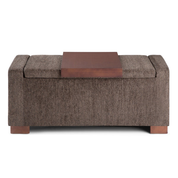 HomeRoots 43" Brown Upholstered Storage Ottoman - Stylish Multi-Functional Footrest & Discreet Storage Solution 640173