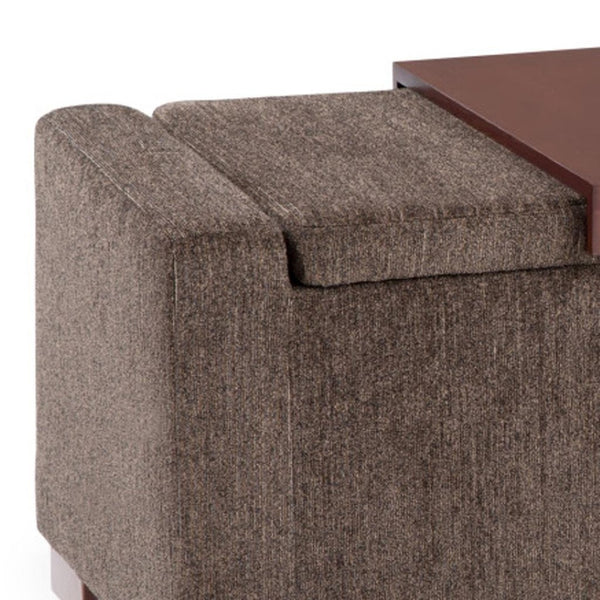 HomeRoots 43" Brown Upholstered Storage Ottoman - Stylish Multi-Functional Footrest & Discreet Storage Solution 640173