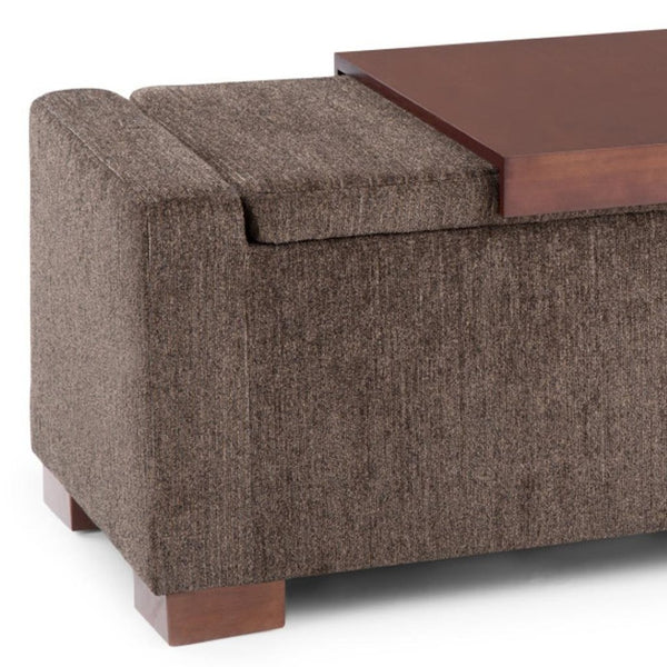 HomeRoots 43" Brown Upholstered Storage Ottoman - Stylish Multi-Functional Footrest & Discreet Storage Solution 640173