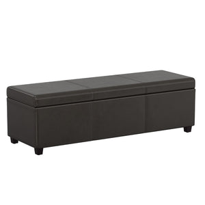 HomeRoots 54" Stylish Dark Brown Upholstery Storage Ottoman – Versatile Seating & Hidden Compartment for Tidy Spaces 640174