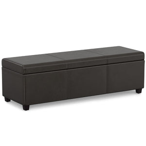 HomeRoots 54" Stylish Dark Brown Upholstery Storage Ottoman – Versatile Seating & Hidden Compartment for Tidy Spaces 640174