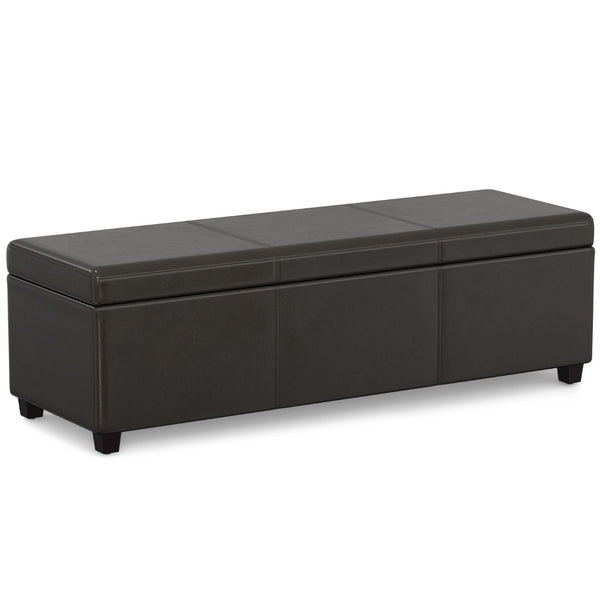 HomeRoots 54" Stylish Dark Brown Upholstery Storage Ottoman – Versatile Seating & Hidden Compartment for Tidy Spaces 640174