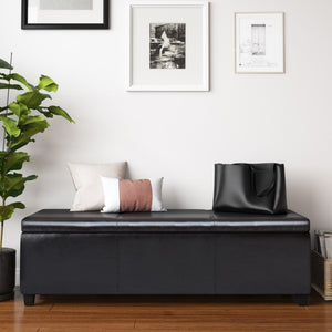 HomeRoots 54" Stylish Dark Brown Upholstery Storage Ottoman – Versatile Seating & Hidden Compartment for Tidy Spaces 640174