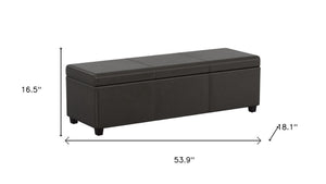 HomeRoots 54" Stylish Dark Brown Upholstery Storage Ottoman – Versatile Seating & Hidden Compartment for Tidy Spaces 640174
