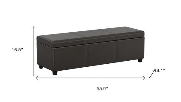 HomeRoots 54" Stylish Dark Brown Upholstery Storage Ottoman – Versatile Seating & Hidden Compartment for Tidy Spaces 640174
