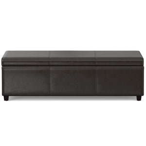 HomeRoots 54" Stylish Dark Brown Upholstery Storage Ottoman – Versatile Seating & Hidden Compartment for Tidy Spaces 640174