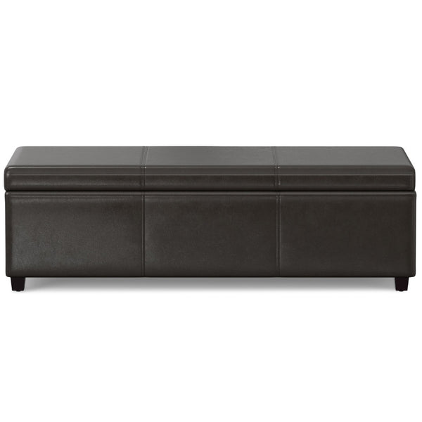 HomeRoots 54" Stylish Dark Brown Upholstery Storage Ottoman – Versatile Seating & Hidden Compartment for Tidy Spaces 640174