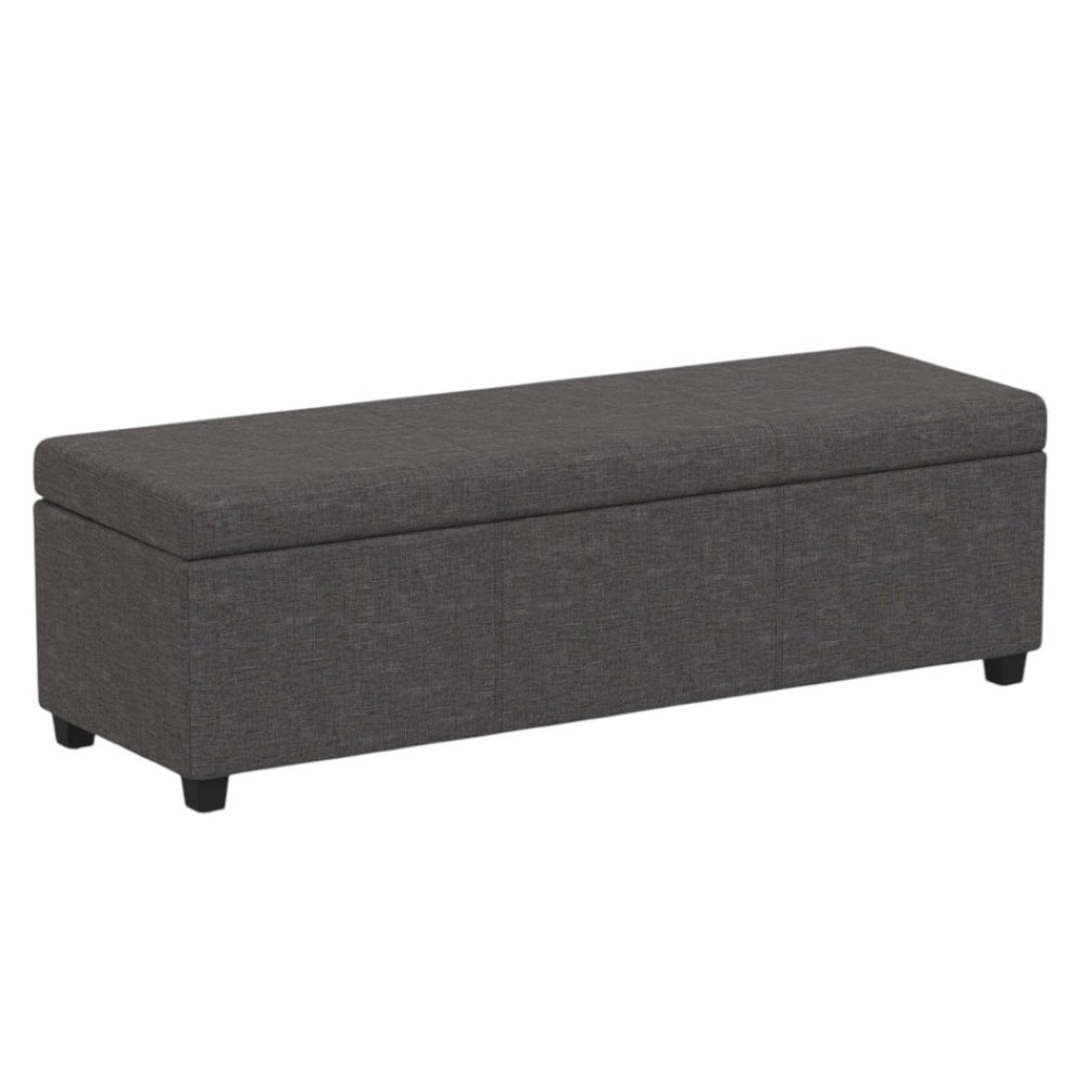 HomeRoots 54" Elegant Dark Brown and Slate Gray Upholstered Storage Ottoman - Multi-Functional Seating Solution 640175
