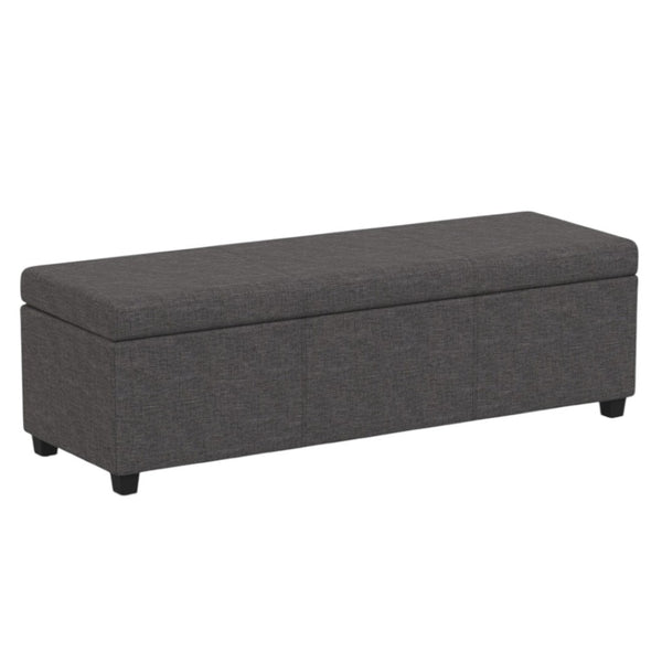 HomeRoots 54" Elegant Dark Brown and Slate Gray Upholstered Storage Ottoman - Multi-Functional Seating Solution 640175