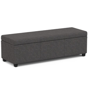 HomeRoots 54" Elegant Dark Brown and Slate Gray Upholstered Storage Ottoman - Multi-Functional Seating Solution 640175