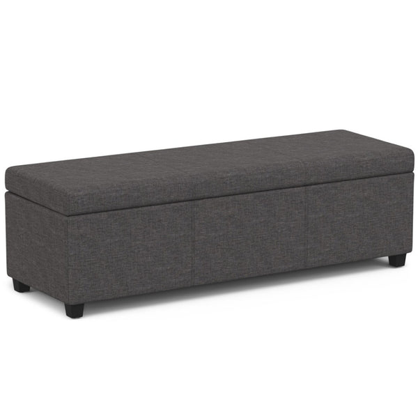 HomeRoots 54" Elegant Dark Brown and Slate Gray Upholstered Storage Ottoman - Multi-Functional Seating Solution 640175