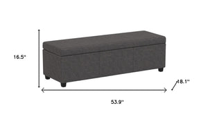 HomeRoots 54" Elegant Dark Brown and Slate Gray Upholstered Storage Ottoman - Multi-Functional Seating Solution 640175