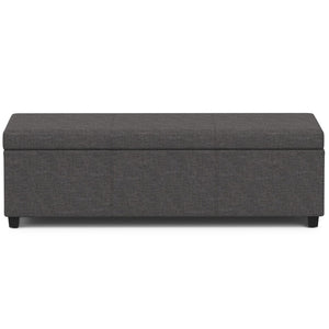 HomeRoots 54" Elegant Dark Brown and Slate Gray Upholstered Storage Ottoman - Multi-Functional Seating Solution 640175