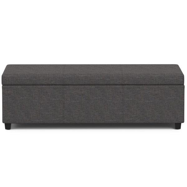 HomeRoots 54" Elegant Dark Brown and Slate Gray Upholstered Storage Ottoman - Multi-Functional Seating Solution 640175