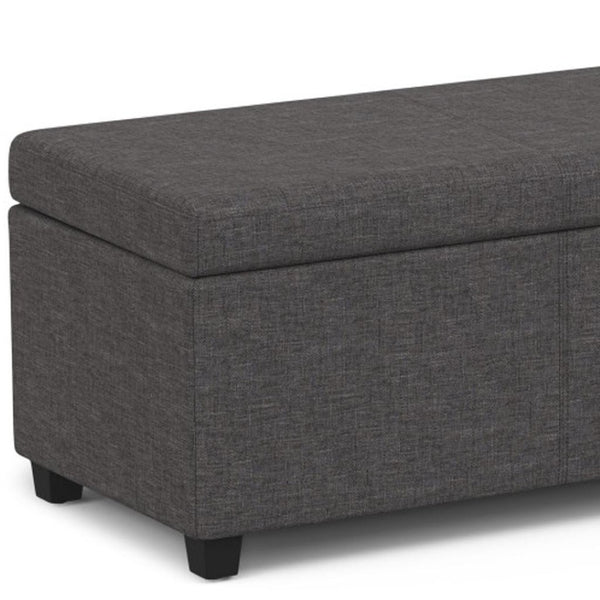 HomeRoots 54" Elegant Dark Brown and Slate Gray Upholstered Storage Ottoman - Multi-Functional Seating Solution 640175
