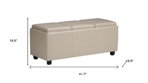 HomeRoots 42" Elegant Dark Brown & Cream Upholstery Storage Ottoman – Versatile Seating & Hidden Storage Solution! 640176