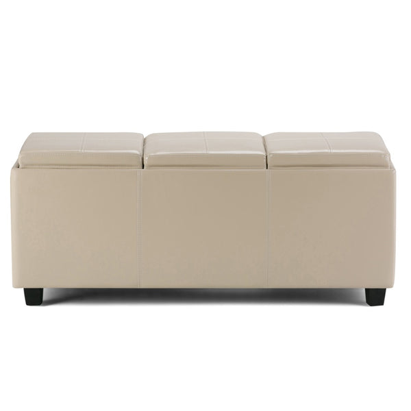 HomeRoots 42" Elegant Dark Brown & Cream Upholstery Storage Ottoman – Versatile Seating & Hidden Storage Solution! 640176