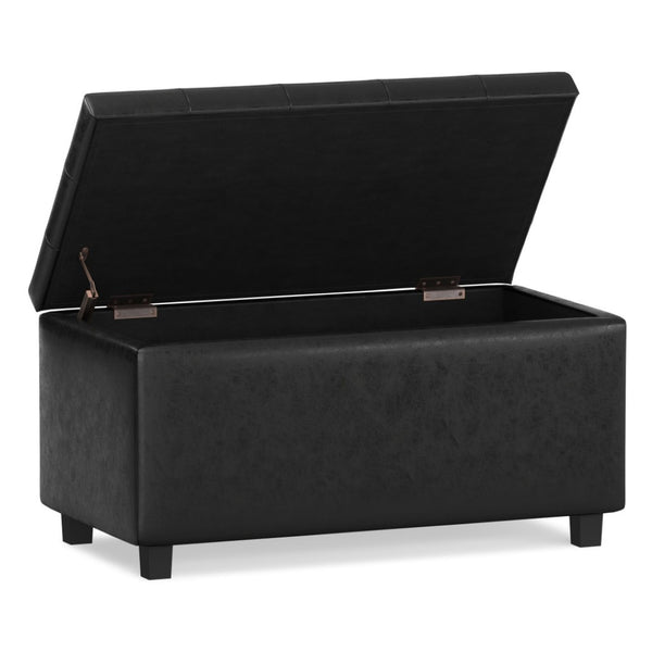 HomeRoots 34" Dark Brown and Black Upholstery Storage Ottoman - Stylish Multi-Purpose Footrest and Seat 640179