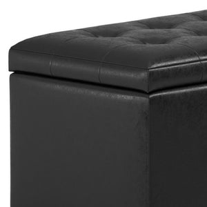 HomeRoots 34" Dark Brown and Black Upholstery Storage Ottoman - Stylish Multi-Purpose Footrest and Seat 640179