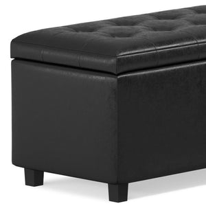 HomeRoots 34" Dark Brown and Black Upholstery Storage Ottoman - Stylish Multi-Purpose Footrest and Seat 640179