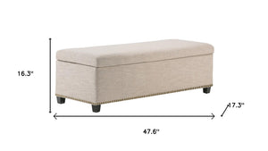 HomeRoots 48" Chic Dark Brown & Café Noir Upholstered Storage Ottoman - Versatile Seating & Hidden Storage Solution 640180