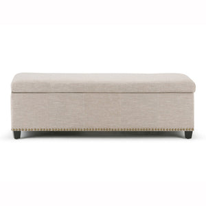 HomeRoots 48" Chic Dark Brown & Café Noir Upholstered Storage Ottoman - Versatile Seating & Hidden Storage Solution 640180