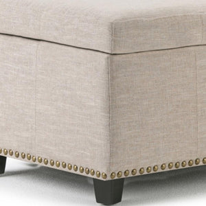 HomeRoots 48" Chic Dark Brown & Café Noir Upholstered Storage Ottoman - Versatile Seating & Hidden Storage Solution 640180