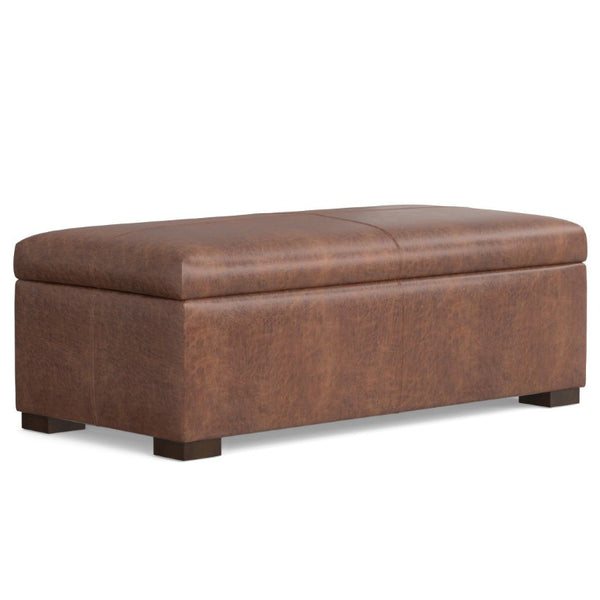 48 Inch Faux Leather Storage Ottoman Tufted Footrest Bench for Living Room Decor