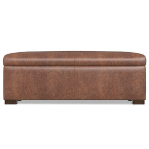 48 Inch Faux Leather Storage Ottoman Tufted Footrest Bench for Living Room Decor