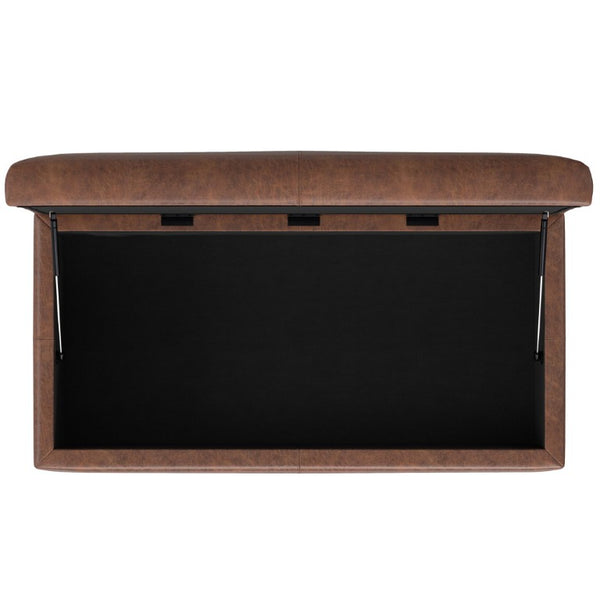 48 Inch Faux Leather Storage Ottoman Tufted Footrest Bench for Living Room Decor