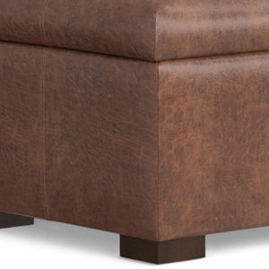 48 Inch Faux Leather Storage Ottoman Tufted Footrest Bench for Living Room Decor
